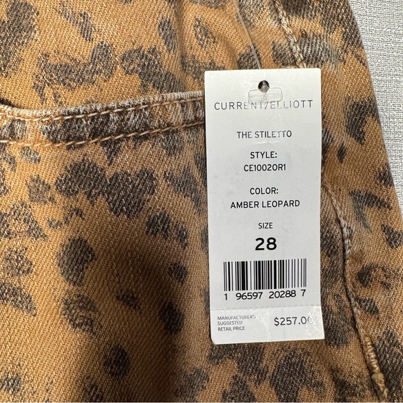 NWT New $257 Current/Elliott Stiletto Amber Leopard Skinny Jean Size 28'' - Picture 6 of 11